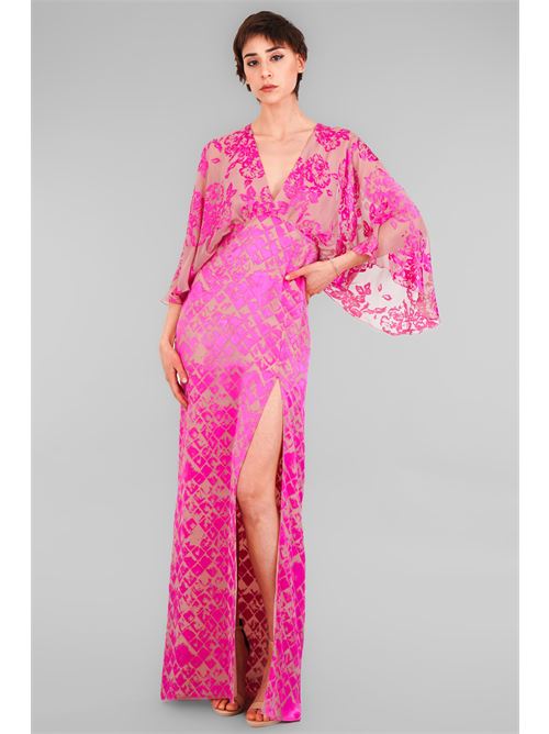 Abito devore' in viscosa e seta D'Andrea collection | 25191FUXIA